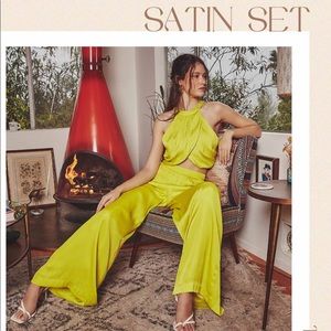 Do + Be Satin Set (2 piece) neon Lime